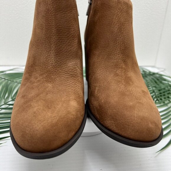 Lucky Brand Bellita Heeled Round Toe Brown Leather Ankle Boots Size 10 NWOB - Picture 3 of 12